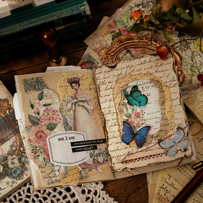 100 Sheets Vintage INS Floral  - Ink Blotter Paper ulasan dan harga